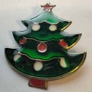 Christmas Tree Pin Brooch Holiday Vintage Enamel Jewelry